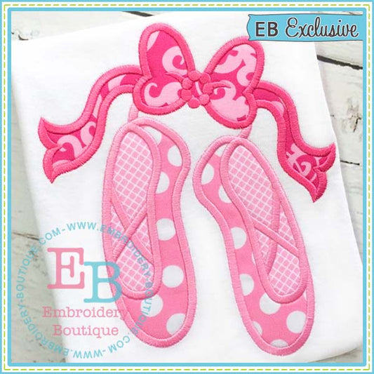 Ballet Shoes with Bow Applique, Applique