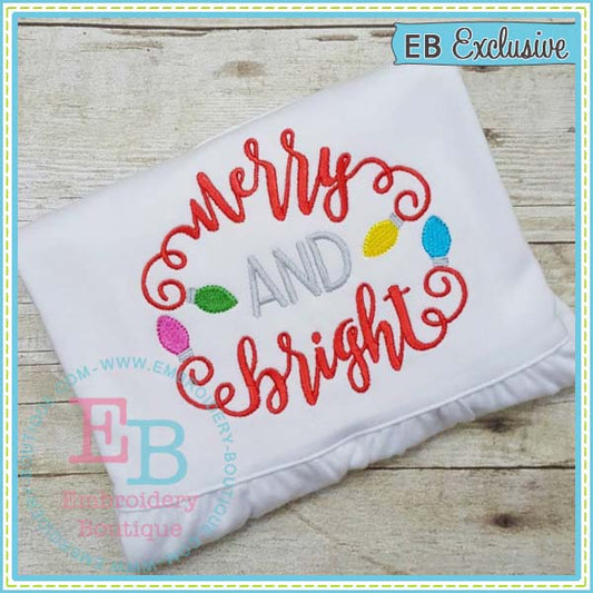 Merry and Bright Embroidery Design, Embroidery