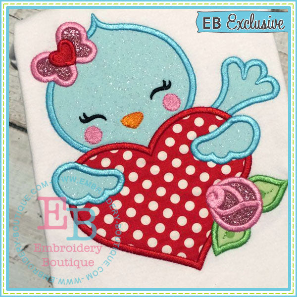 Tweet Heart Bird Applique | Embroidery Boutique