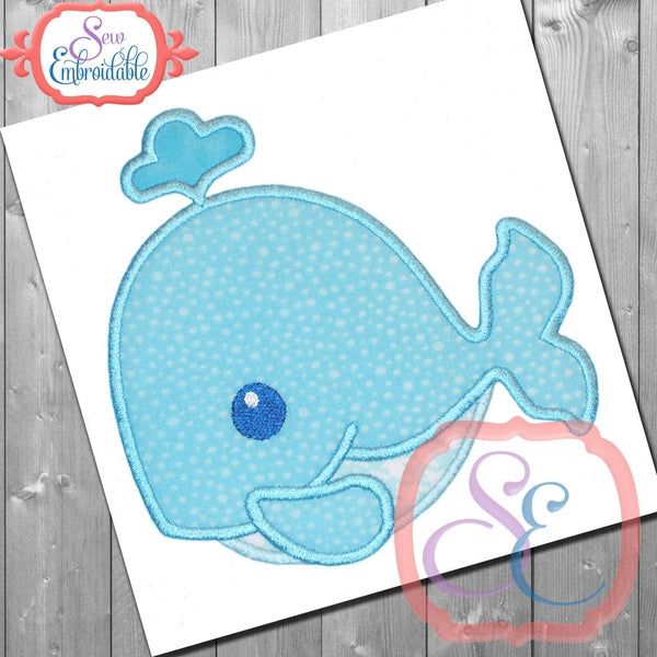 Shy Boy Whale Applique | Embroidery Boutique