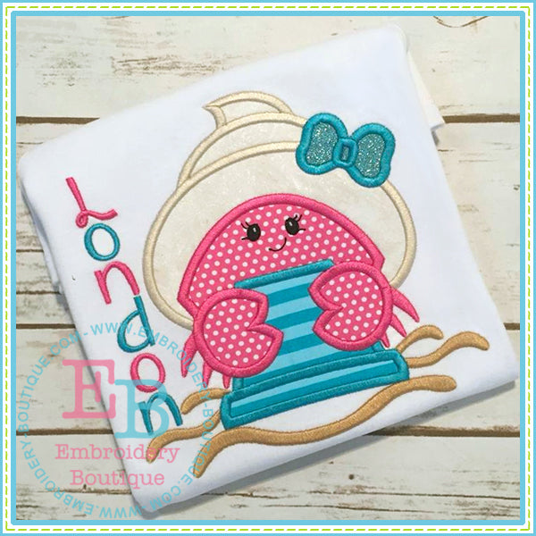 Crab Girl Bucket Applique | Embroidery Boutique