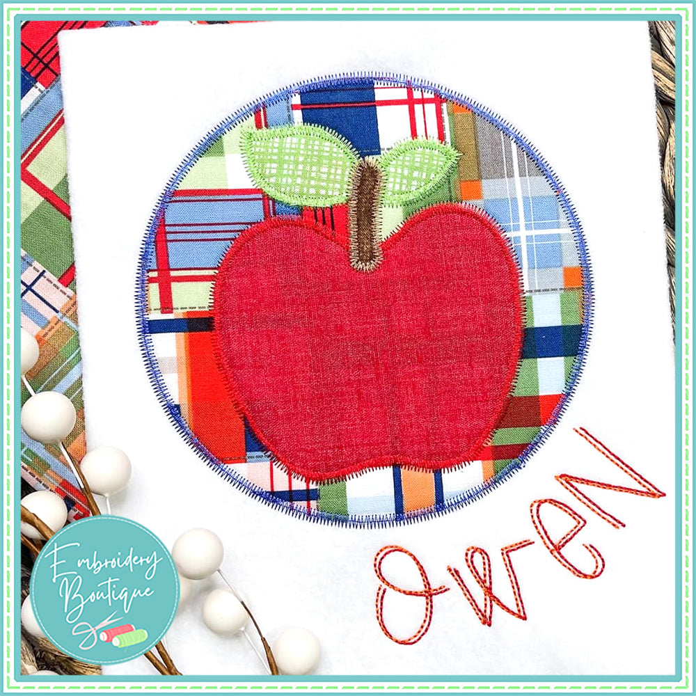 Apple Circle Patch Zigzag Applique