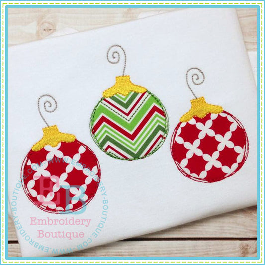 Scribble 3 Ornaments Applique, Applique