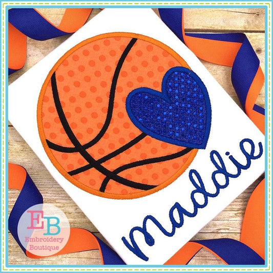 Basketball Heart Satin Applique, Applique