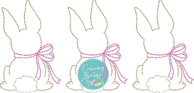 Bunnies Back Bow Trio Applique