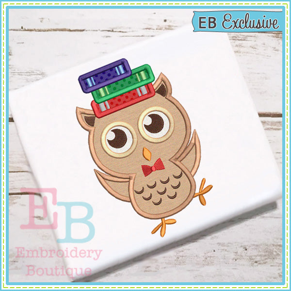 Owl Books Applique