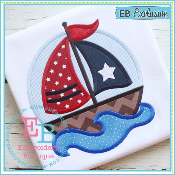 Sailboat Circle Applique | Embroidery Boutique