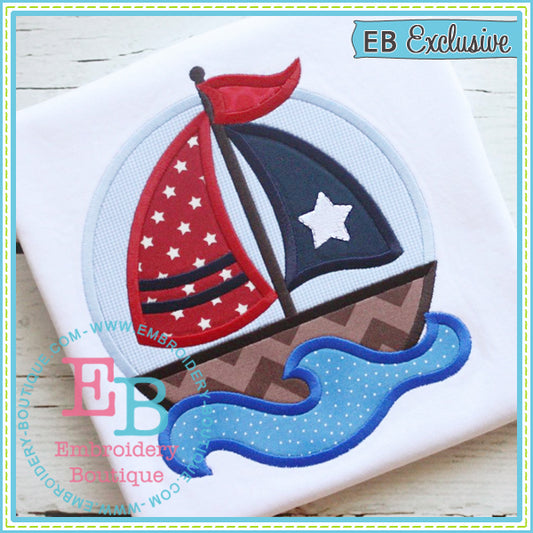 Sailboat Circle Applique, Applique