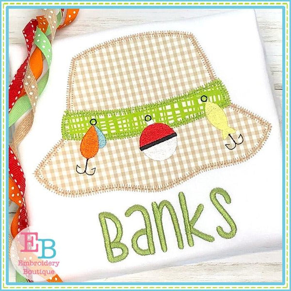 Fishing hat hot sale applique design