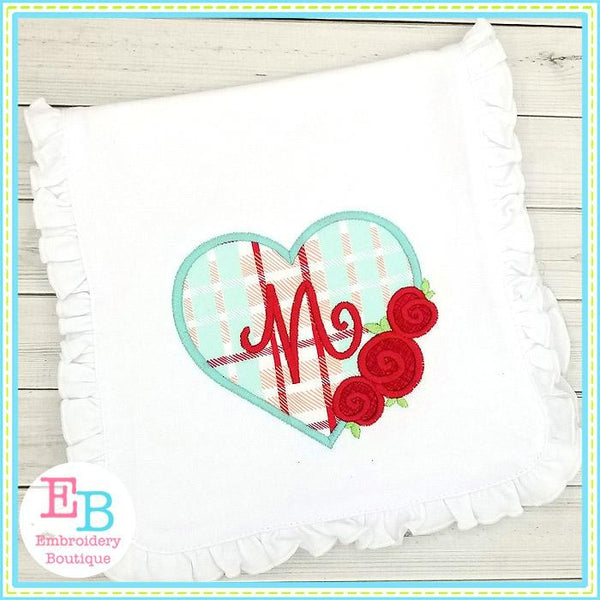 Heart Roses Satin Applique