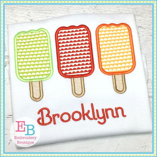 Popsicle Trio Applique, Applique