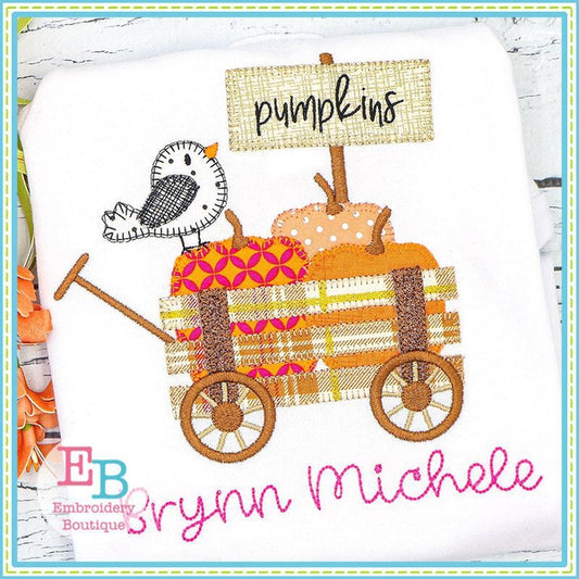 Pumpkin Crow Wagon Applique, Applique