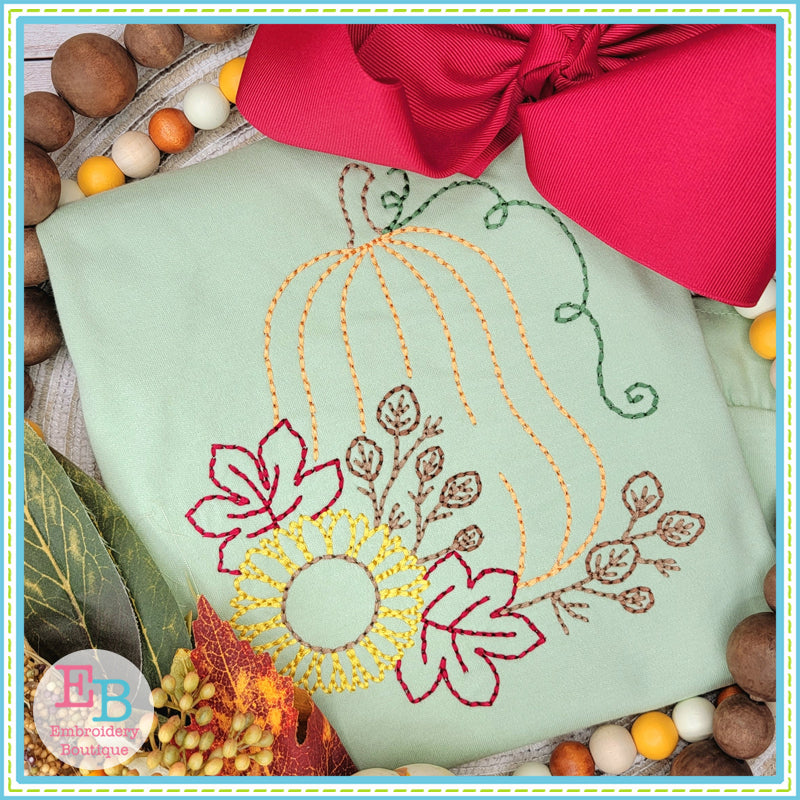 Pumpkin Sunflower Floss Embroidery Design