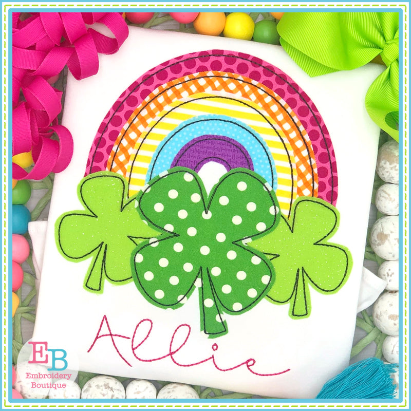 St Patricks applique, rainbow, rainbow embroidery, rainbow