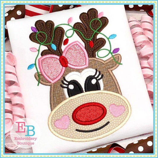 Reindeer Heart Cheeks Applique, Applique