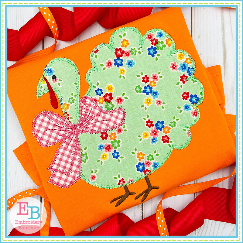 Turkey Big Bow Zigzag Applique, Applique